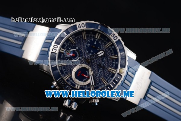 Ulysse Nardin Maxi Marine Diver Miyota OS20 Quartz Steel Case with Blue Dial and Blue Rubber Strap - Click Image to Close